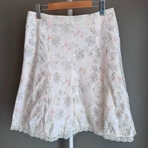 Vintage Floral Pattern Cottagecore Hippie Festival A-Line Midi Skirt.